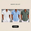 Kit 3 Camisas Manga Curta Tommy em Linho | Lote Promocional Limitado