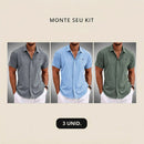 Kit 3 Camisas Manga Curta Tommy em Linho | Lote Promocional Limitado
