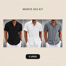 Kit 3 Camisas Manga Curta Tommy em Linho | Lote Promocional Limitado